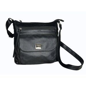 Bueno Vegan Black Leather Crossbody bag Adjustable Strap & Multiple Pockets